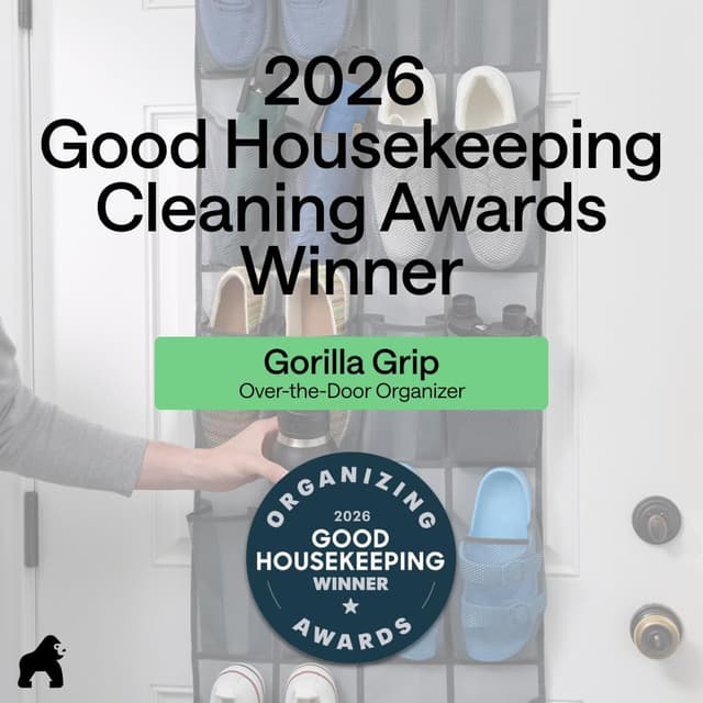 Detalle de Gorilla Grip over-the-door shoe organizer (24 mesh pockets) — up to 40 lb capacity, 2-pack, black