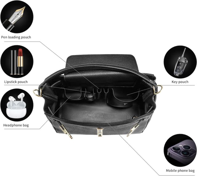 Detalle de VICTORIA HYDE borsa a mano da donna in PU effetto lychee con tracolla e scomparti multipli