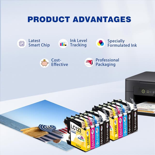 Detalle de KINGWAY LC123 ink cartridges 10-pack (compatible replacements for Brother LC123)