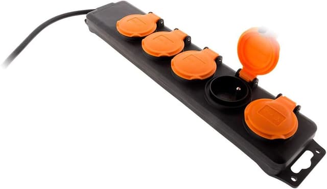 Detalle de Zenitech Blocco multipresa da esterno IP44 con 5 prese 16A 2P+T e sportellini, 1,5 m (Nero)