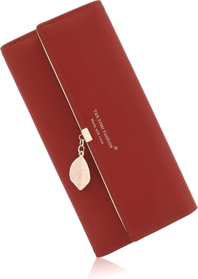 Detalle de CALIYO Damen-Geldbeutel im Langformat (glattes, weiches Vegan-Leder), viele Fächer