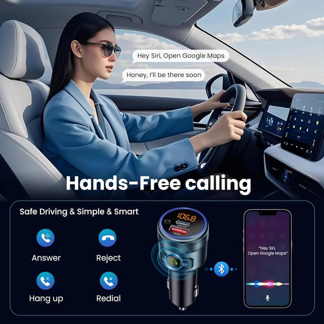 Thumbnail 4 de GizmoVine Car FM Transmitter Bluetooth 5.3