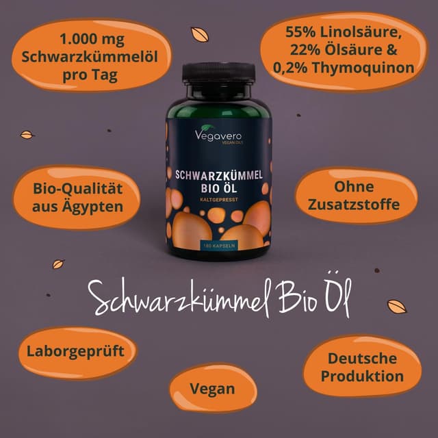 Detalle 2 de Vegavero Bio Schwarzkümmelöl Kapseln 1000 mg