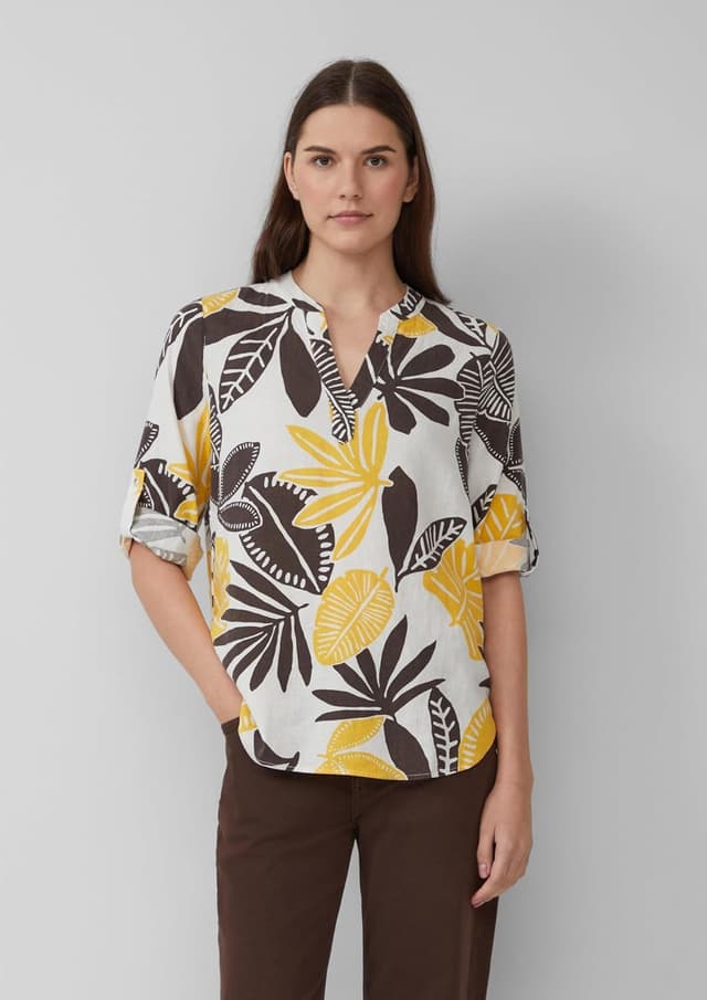 Detalle de s.Oliver Bluse aus Leinenmix mit 3/4-Ärmeln
