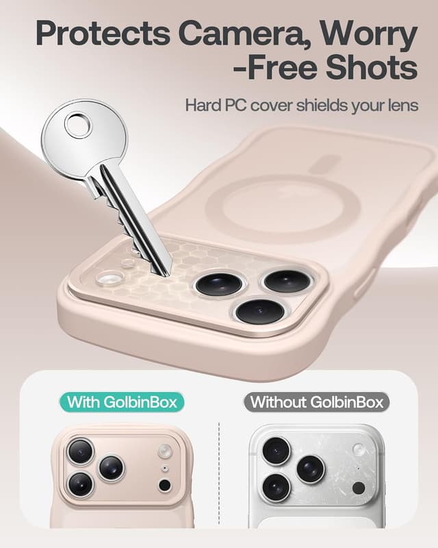 Thumbnail 6 de GolbinBox for iPhone 17 Pro Max Case with Stash Stand, MagSafe Compatible, Full Camera Protection (6.9 in), Rose Gold