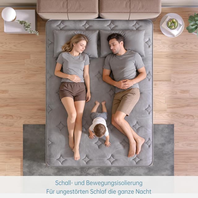 Thumbnail 6 de TeQsli Gel Taschenfederkernmatratze 90x200 cm H3 mittelfest (25 cm) – 9-Zonen mit Gel-Memory-Schaum