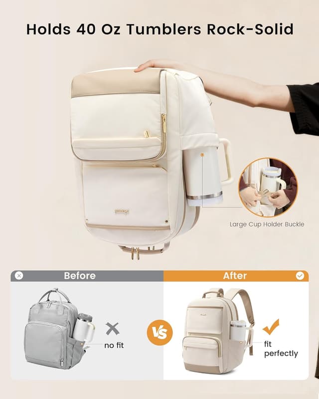 Detalle 2 de LOVEVOOK Damen-Rucksack für 15,6-Zoll-Laptops: wasserdichter Schul- & Cityrucksack mit separatem Laptopfach