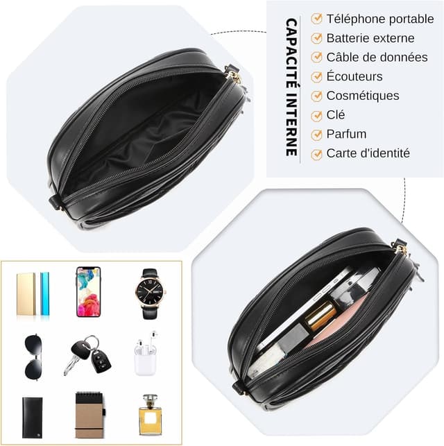 Detalle de Miss LuLu sac à main femme à bandoulière amovible en cuir synthétique texture V avec pompons