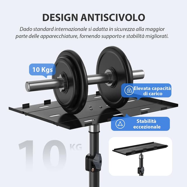 Detalle de LEORFI Supporto per Proiettore treppiede per laptop con altezza regolabile 45–115 cm e piatto pieghevole, portata fino a 10 kg