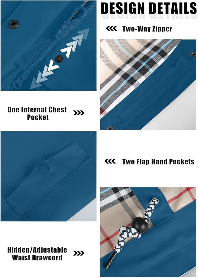 Detalle de EnduaReve Damen Regenjacke wasserdicht mit Kapuze und Rückenbelüftung (Regenmantel, Übergangsjacke)