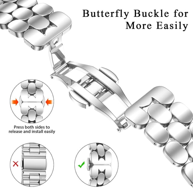 Detalle 2 de V.R.HOPE Slim Stainless Steel Strap for Apple Watch (38–49mm) — adjustable metal band in polished stainless steel