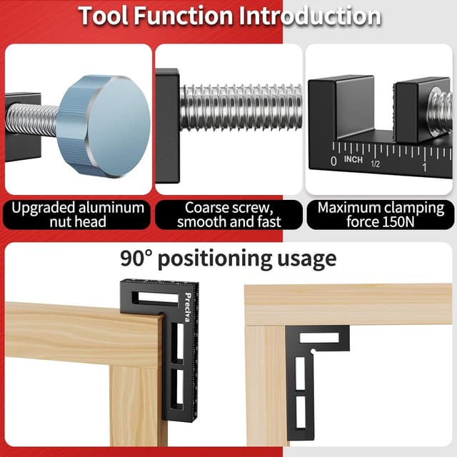 Detalle de Preciva bloc de positionnement à 90° noir pour serre-joint d’angle – 4 ensembles (10 cm)