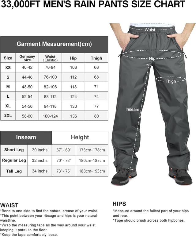 Thumbnail 5 de 33,000ft wasserdichte Regenhose Herren 5000mm