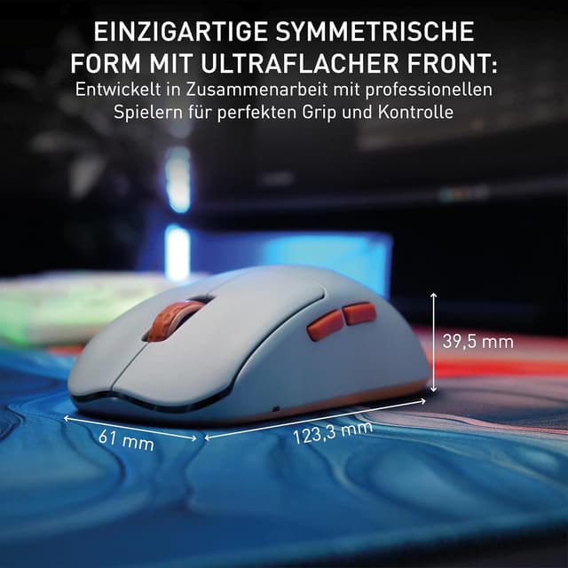 Detalle de CHERRY XTRFY M68 Wireless – ultraleichte kabellose Gaming-Maus mit 2,4-GHz-Funk für kompetitives Spielen