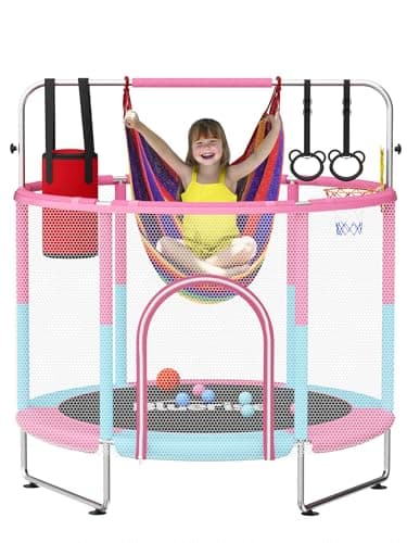 Imagen de BLUERISE 60" Trampoline for Kids with Hoop en OfertitasTOP