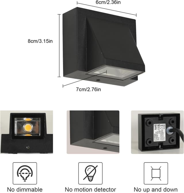 Detalle de Tealight Tealight Applique da Parete Esterno LED 2 Pezzi IP65 5W 6500K