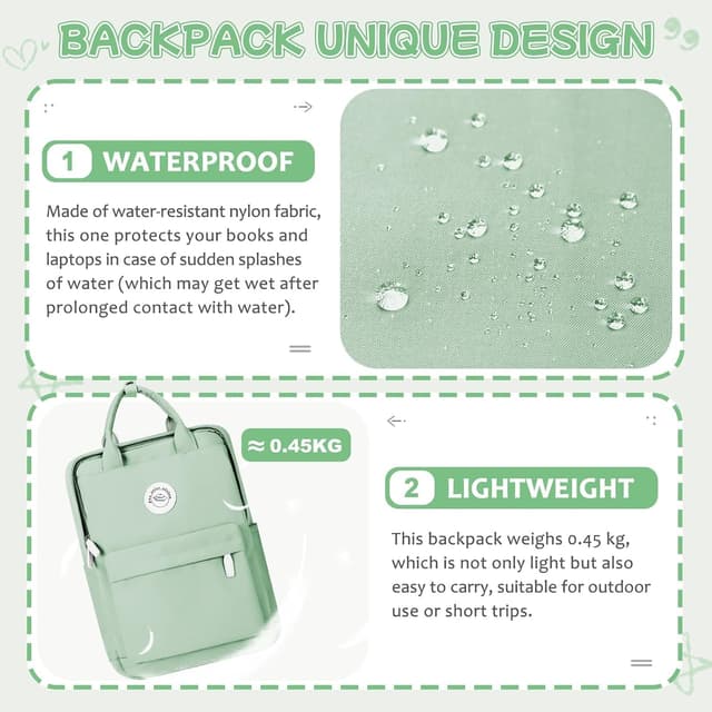 Detalle de HYC00 Women’s Lightweight School Backpack (HYC00 School Backpack Women) – 11L daypack for laptop, books and daily essentials