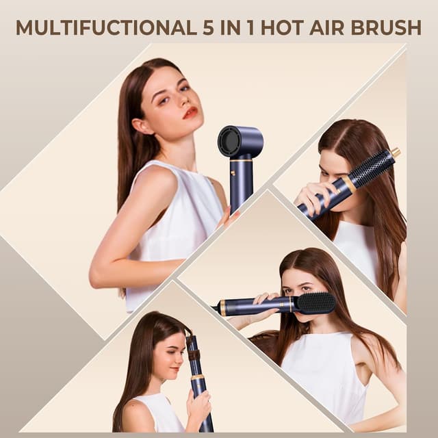 Detalle de UKLISS Set Styler per capelli 5 in 1 con airstyler, air curlers e asciugacapelli (blu)