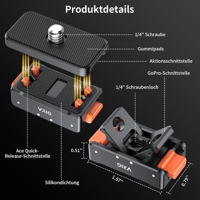Detalle 2 de VRIG AC-07 Magnetische Basis für Insta360 X5/X4 Adapter