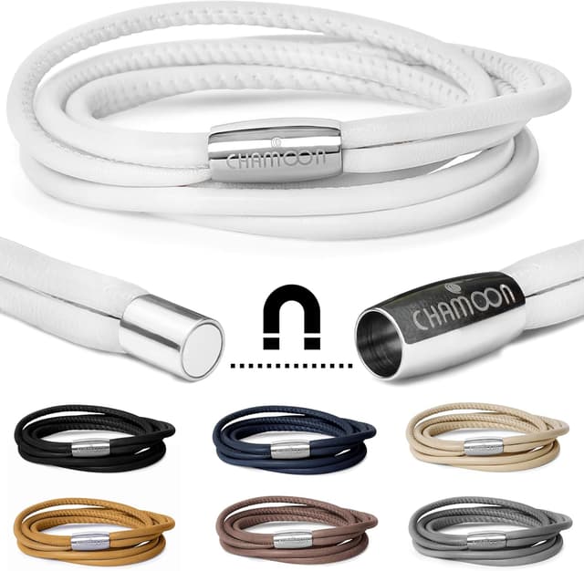 Detalle de CHAMOON Premium Lederarmband für Damen mit Magnetverschluss & über 80 Charms (TRIO Kollektion)