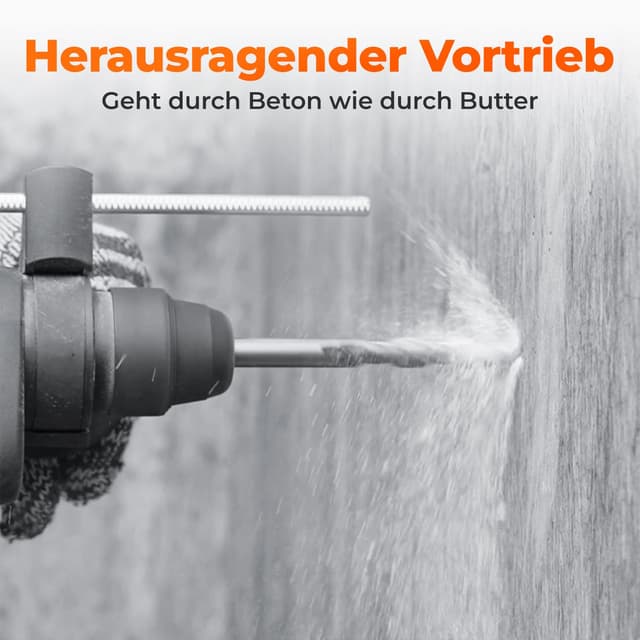 Detalle de BAUBECK SDS Plus Betonbohrer 6 mm, 10er-Set (160 mm) aus 40CR-Stahl