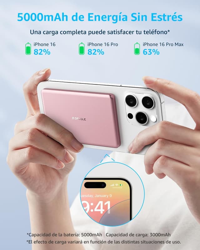 Detalle de decqle Air Power Bank MagSafe Rosa 5000mAh