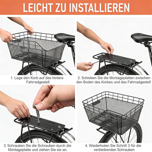 Detalle 1 de CXWXC CX-HT-193-EU Fahrradkorb hinten