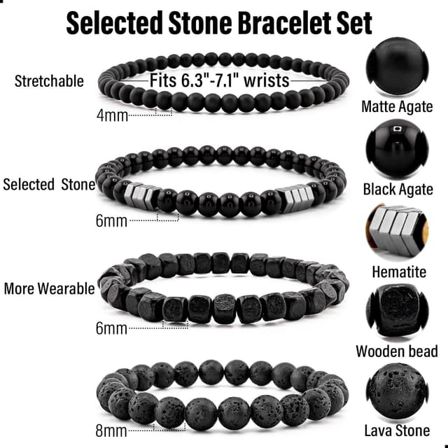 Detalle de Lameybrt Armband Set Multi mit Lava, 6–12 Zoll