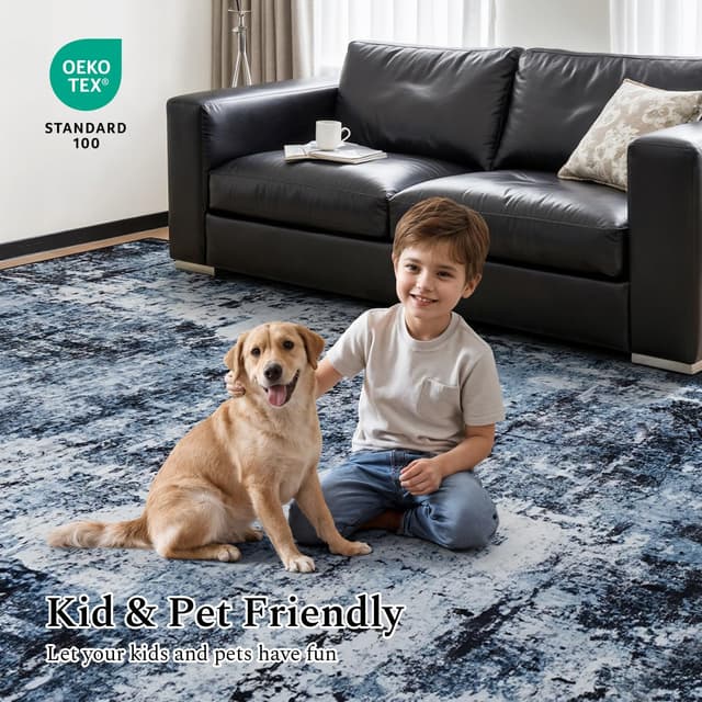 Thumbnail 5 de Rugflix 8x10 Area Rug Navy Blue/Black 🏠