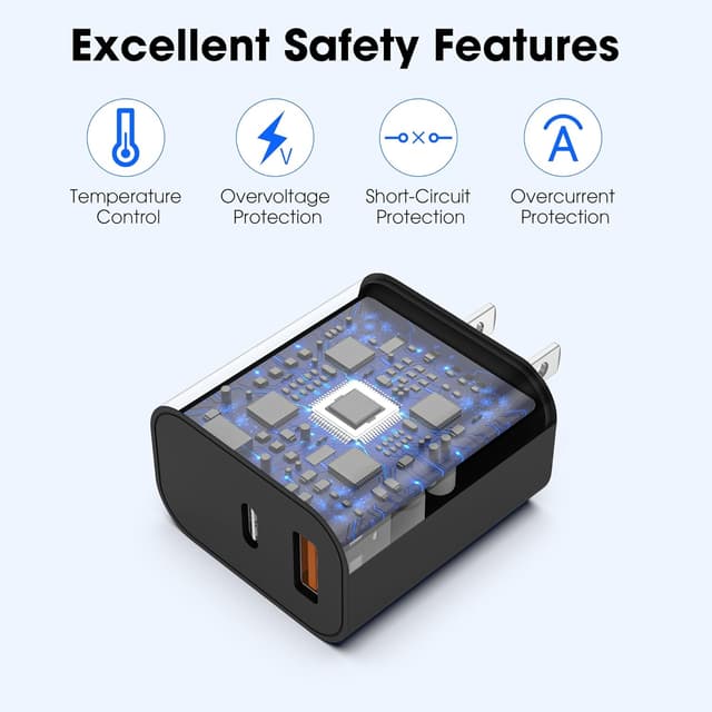 Detalle 2 de 20W USB-C iPhone Wall Charger (Dual-Port) with 6ft Type-C to Type-C Cable