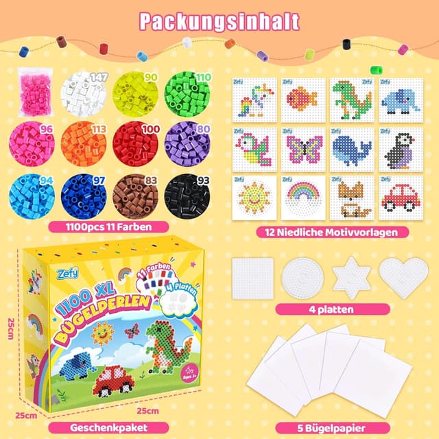Thumbnail 5 de Zefy 10mm Bügelperlen 1100 Stück 🧩