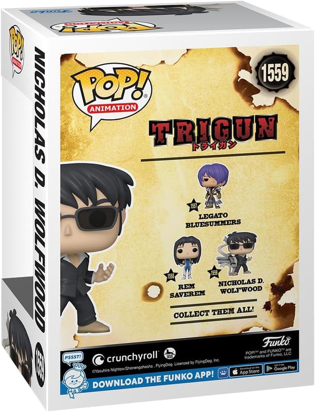 Detalle 1 de Funko Pop Trigun Nicholas D. Wolfwood 9,5 cm