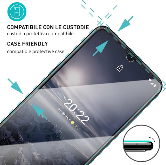 Detalle 2 de smartect Vetro Temperato per Nokia G21 / G11 / G10 (3 pezzi, Clear) con installazione senza bolle