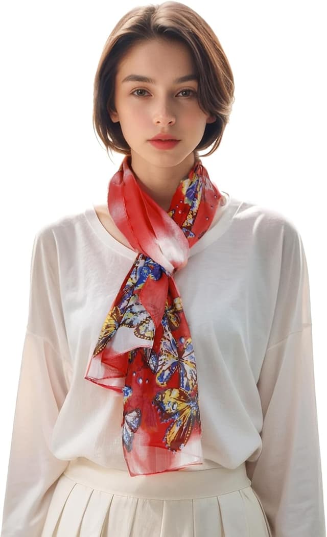 Detalle de Lamca Chiffon Scarf (Ladies Scarves) – lightweight floral georgette scarf for women