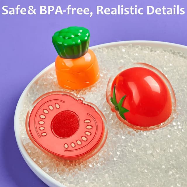 Detalle de Laugigle Pretend Play Food für Kinderküche – 78-teiliges Spielfutter-Set mit Aufbewahrungstasche