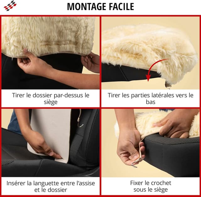 Detalle 2 de WALSER Monette – housse de siège auto en peau d’agneau (1 housse, noir)