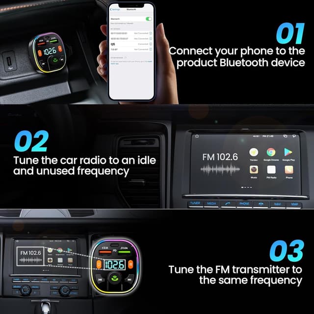 Thumbnail 3 de GlasFlength FM Transmitter Auto Bluetooth