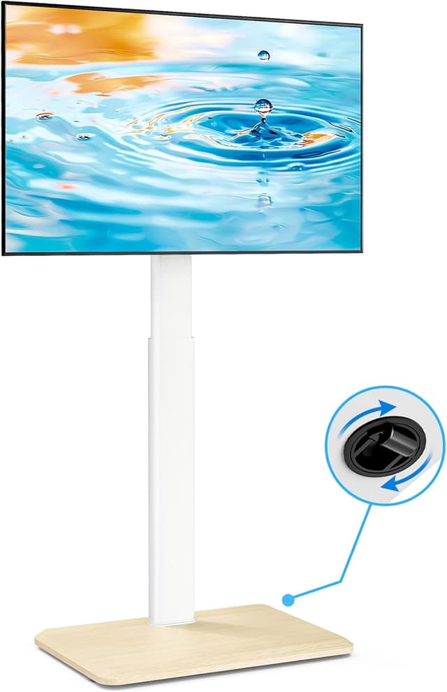 Detalle de 5Rcom Rollbarer TV-Ständer mit verdeckten Rollen, schwenkbar & höhenverstellbar (24–55 Zoll, bis 30 kg, VESA max. 400×400) – weiß