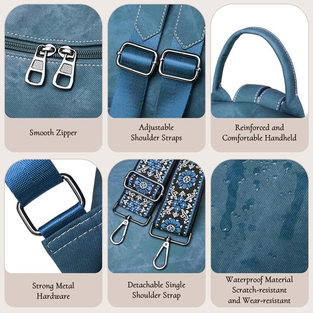 Detalle 1 de Puwuzixi Damenrucksack wasserdicht mit Anti-Diebstahl-Fächern, leicht & convertible (Rucksack/Umhängetasche/Handtasche)