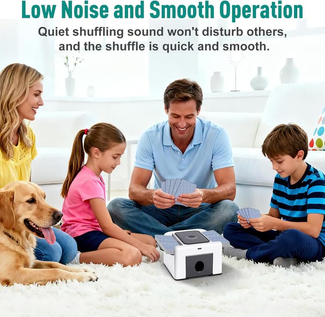 Detalle 1 de LAMZZP Automatic Card Shuffler (1–2 Decks) – Dual Mode, Rechargeable, Low-Noise Portable Shuffler