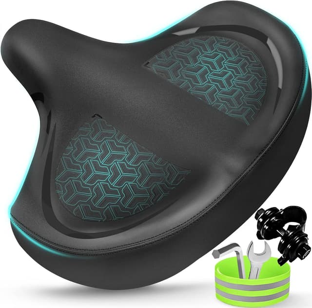 Detalle de Twomaples Extra Wide Bike Seat for Women & Men — Oversized Comfort Saddle for Peloton, Exercise, Electric, Mountain & Cruiser Bikes