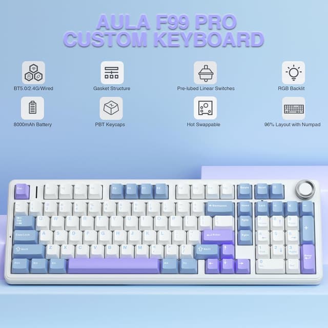 Detalle 2 de AULA F99 Pro Wireless Mechanical Keyboard