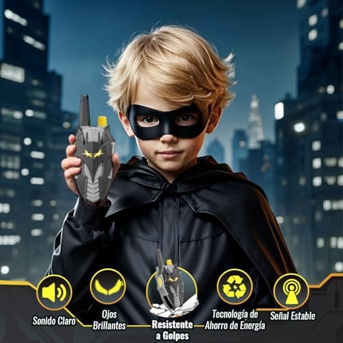 Detalle de Kidluna Walkie Talkies Niños con Ojos Luminosos y diseño murciélago, alcance hasta 600 m
