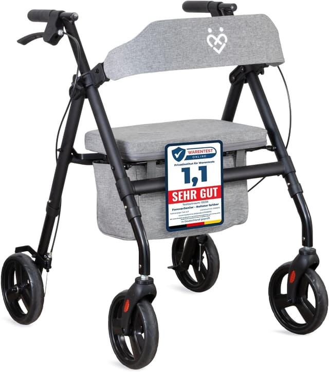 Detalle de ForeverSenior Rollator faltbar & leicht mit Sitz (9 kg) – schmal für Wohnung & Outdoor