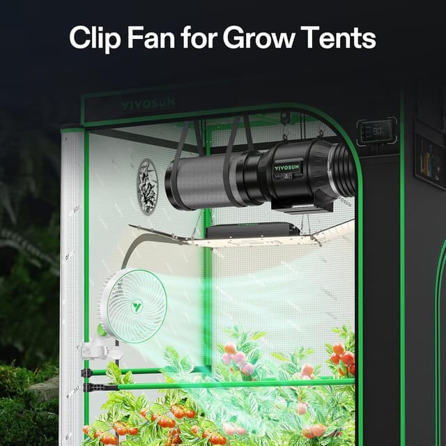 Detalle 2 de VIVOSUN Kit da 2 ventilatori clip smart AeroWave E6 Gen2 da 6” (EC, WiFi/app, IP54) per grow tent e idroponica