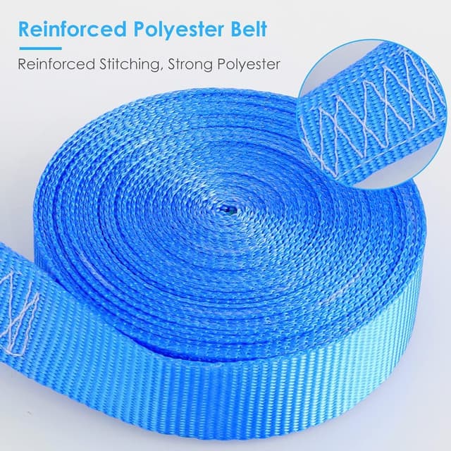 Detalle de TLGREEN Confezione da 10 cinghie di ancoraggio con cricchetto da 6 m (25 mm), portata 800 kg, blu