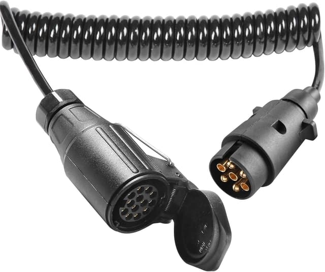 Detalle 2 de ETUKER 7-pin Trailer Extension Cable for Caravans (coiled lead, up to 2.4m)