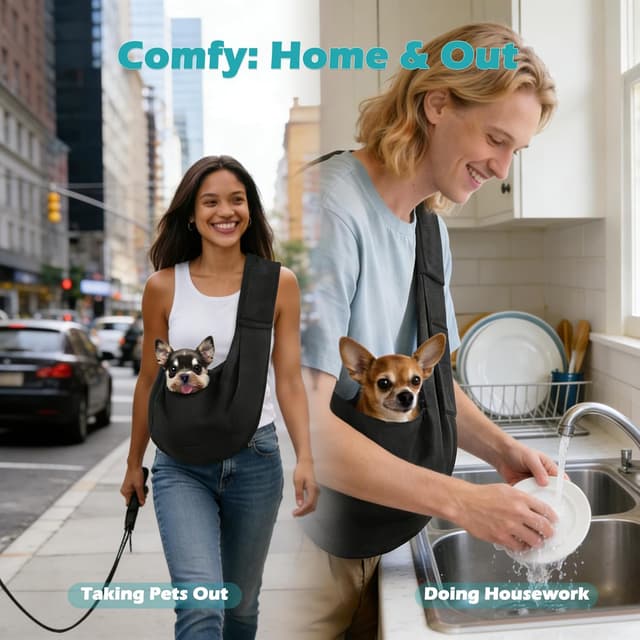 Detalle 2 de Pawaboo Small Dog Sling Carrier 12 lb