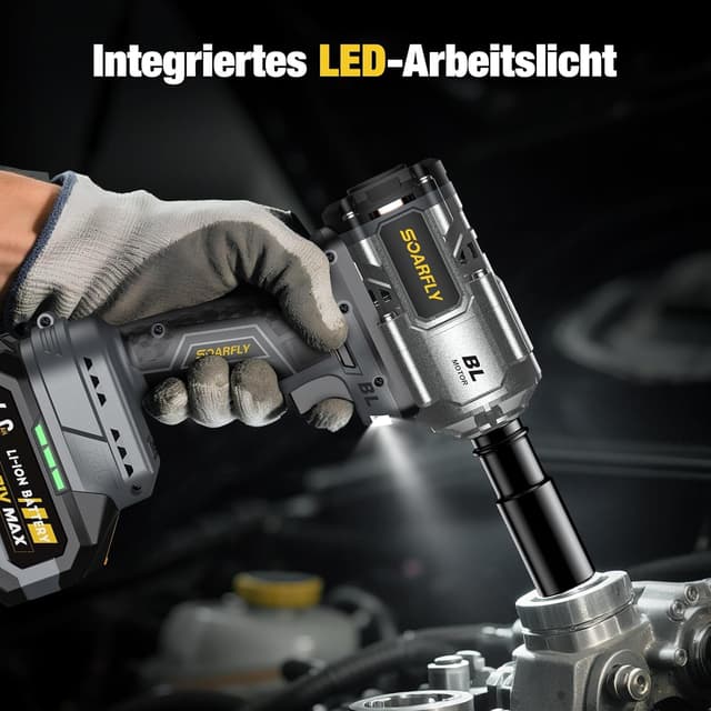 Detalle de SoarFly Akku-Schlagschrauber mit 1/2-Zoll-Antrieb und 1.200 Nm Drehmoment – Set mit 2× 4,0 Ah Akkus