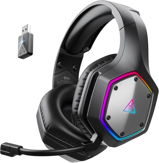 Detalle de EKSA E1000BT : casque gaming sans fil 3-en-1 Bluetooth/2,4 GHz + audio 3,5 mm (PS5, PC, PS4)